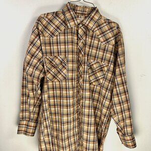 Vintage Men's Pearl Snap - Imperial  - H Bar C Ranchwear - Brown - 15 1/2 - 33